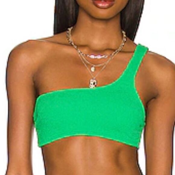 NWT Good American Crinkle One Shoulder Top Large - Picture 1 of 8